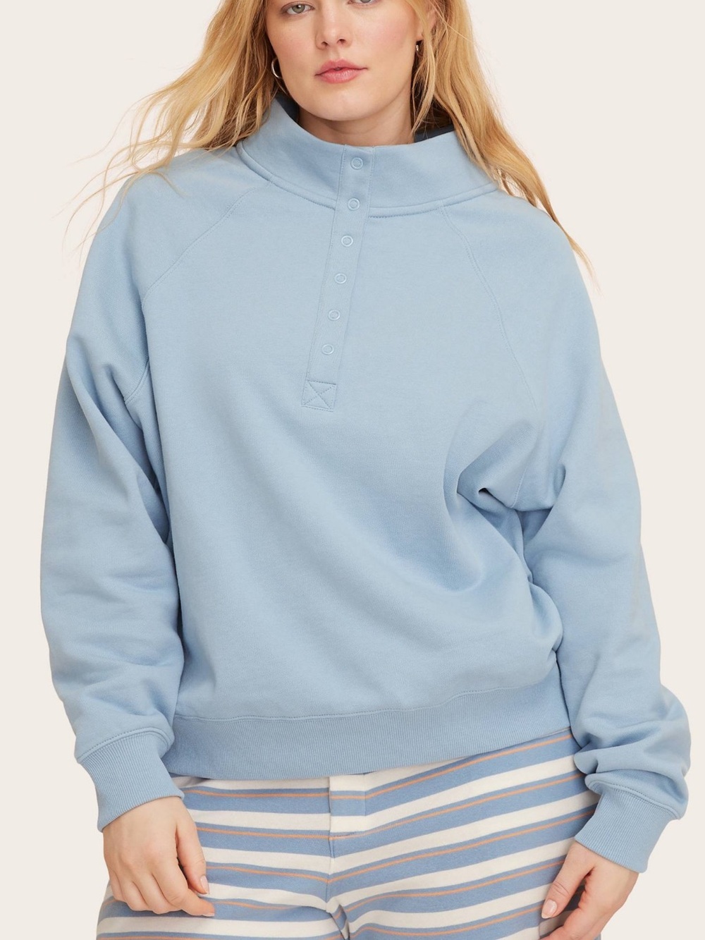Women's Snap Mockneck Popover Sweatshirt - Parke x Target Light Blue NWT